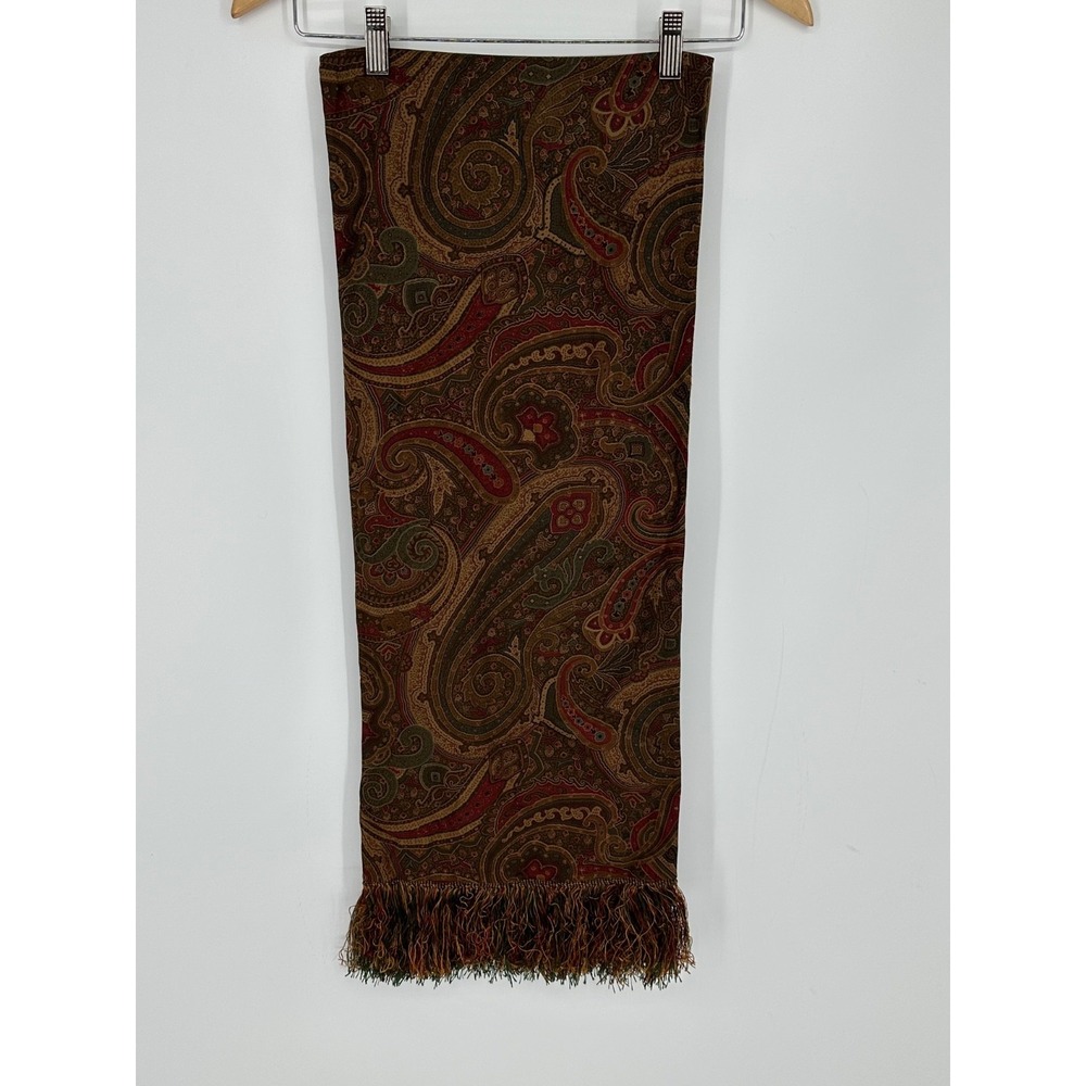 Vintage Paul Stuart 66x12 Silk Cashmere Scarf With Fringe S2